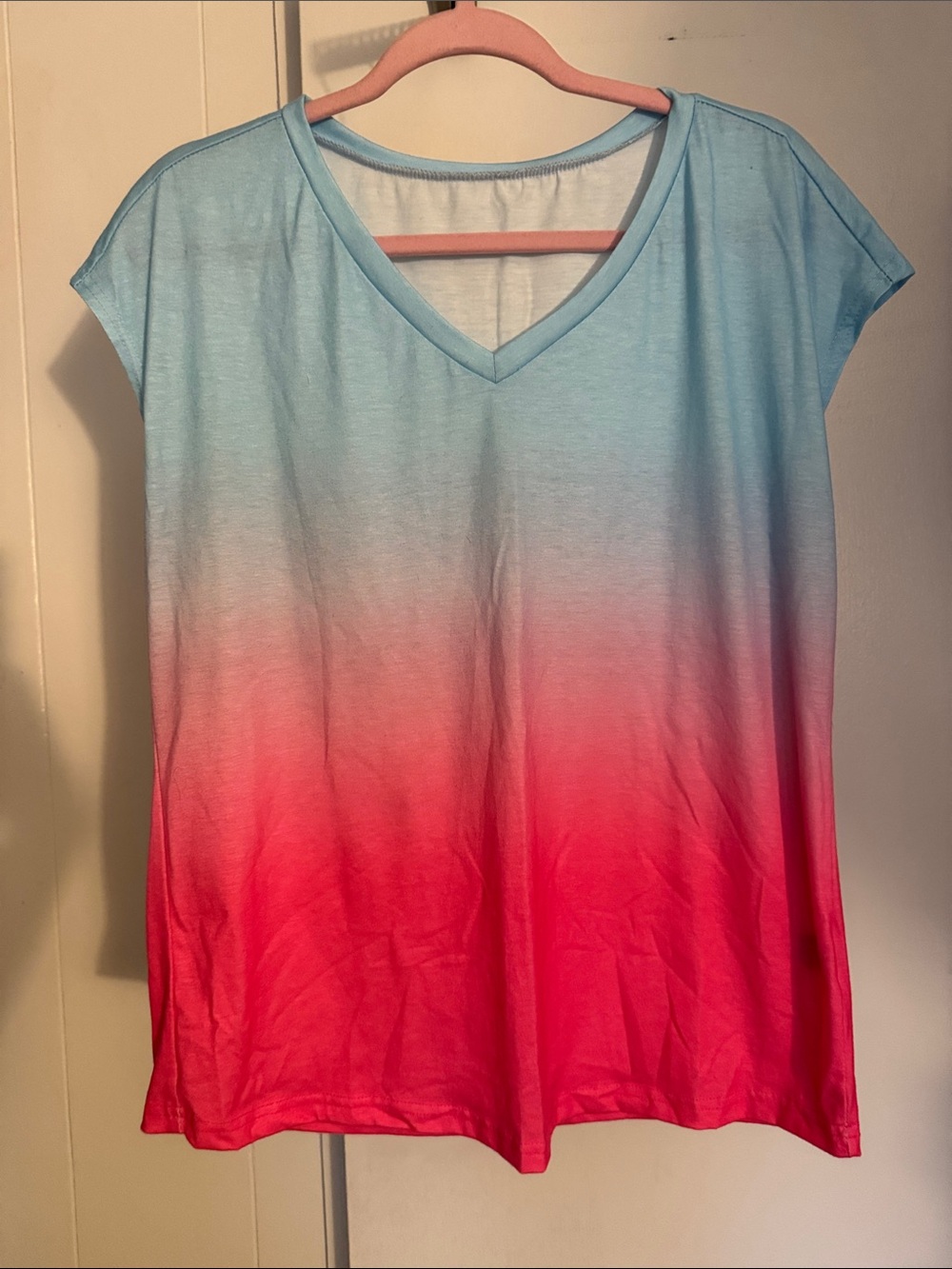 SHEIN Ombre V-Neck Tank — Blue to Pink